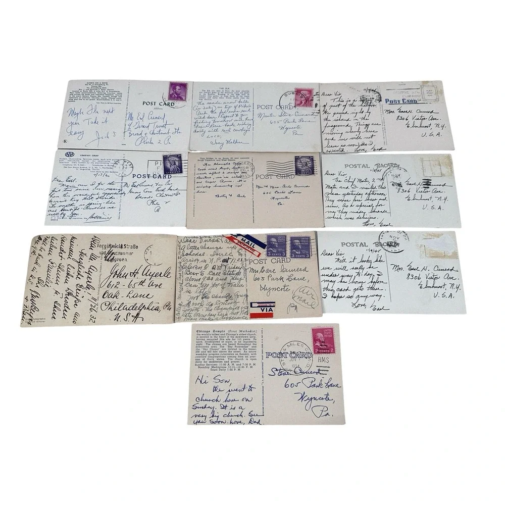 Vintage Postcard Lot 10 Chicago Florida Cape Cod Cuba Germany 1940s-60s Mixed